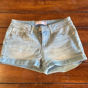 Cuffed Stretchy “Denim” Shorts